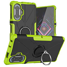 Silikon Hülle Handyhülle und Kunststoff Schutzhülle Hartschalen Tasche mit Magnetisch Fingerring Ständer JX1 für Xiaomi Poco F3 GT 5G Grün