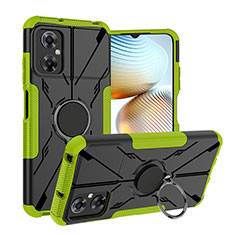 Silikon Hülle Handyhülle und Kunststoff Schutzhülle Hartschalen Tasche mit Magnetisch Fingerring Ständer JX1 für Xiaomi Poco M4 5G Grün