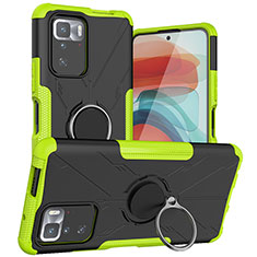 Silikon Hülle Handyhülle und Kunststoff Schutzhülle Hartschalen Tasche mit Magnetisch Fingerring Ständer JX1 für Xiaomi Poco X3 GT 5G Grün