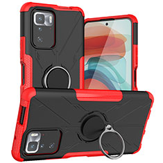 Silikon Hülle Handyhülle und Kunststoff Schutzhülle Hartschalen Tasche mit Magnetisch Fingerring Ständer JX1 für Xiaomi Poco X3 GT 5G Rot
