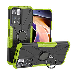 Silikon Hülle Handyhülle und Kunststoff Schutzhülle Hartschalen Tasche mit Magnetisch Fingerring Ständer JX1 für Xiaomi Poco X4 NFC Grün