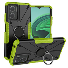 Silikon Hülle Handyhülle und Kunststoff Schutzhülle Hartschalen Tasche mit Magnetisch Fingerring Ständer JX1 für Xiaomi Redmi 10 5G Grün