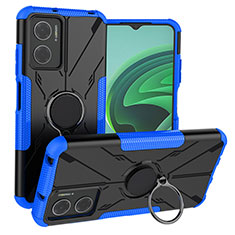 Silikon Hülle Handyhülle und Kunststoff Schutzhülle Hartschalen Tasche mit Magnetisch Fingerring Ständer JX1 für Xiaomi Redmi 10 Prime Plus 5G Blau