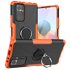 Silikon Hülle Handyhülle und Kunststoff Schutzhülle Hartschalen Tasche mit Magnetisch Fingerring Ständer JX1 für Xiaomi Redmi Note 10 Pro 4G Orange