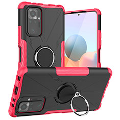 Silikon Hülle Handyhülle und Kunststoff Schutzhülle Hartschalen Tasche mit Magnetisch Fingerring Ständer JX1 für Xiaomi Redmi Note 10 Pro Max Pink