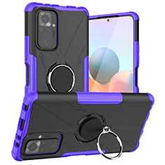 Silikon Hülle Handyhülle und Kunststoff Schutzhülle Hartschalen Tasche mit Magnetisch Fingerring Ständer JX1 für Xiaomi Redmi Note 10 Pro Max Violett