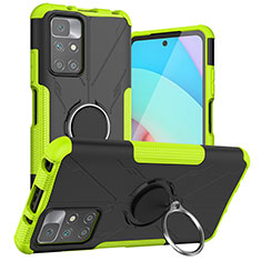 Silikon Hülle Handyhülle und Kunststoff Schutzhülle Hartschalen Tasche mit Magnetisch Fingerring Ständer JX1 für Xiaomi Redmi Note 11 4G (2021) Grün