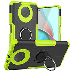 Silikon Hülle Handyhülle und Kunststoff Schutzhülle Hartschalen Tasche mit Magnetisch Fingerring Ständer JX1 für Xiaomi Redmi Note 9T 5G Grün