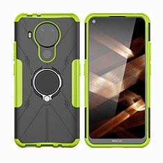 Silikon Hülle Handyhülle und Kunststoff Schutzhülle Hartschalen Tasche mit Magnetisch Fingerring Ständer JX2 für Nokia 5.4 Grün