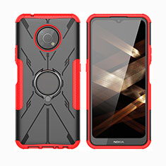 Silikon Hülle Handyhülle und Kunststoff Schutzhülle Hartschalen Tasche mit Magnetisch Fingerring Ständer JX2 für Nokia G300 5G Rot