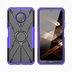 Silikon Hülle Handyhülle und Kunststoff Schutzhülle Hartschalen Tasche mit Magnetisch Fingerring Ständer JX2 für Nokia G300 5G Violett