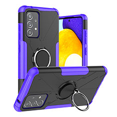 Silikon Hülle Handyhülle und Kunststoff Schutzhülle Hartschalen Tasche mit Magnetisch Fingerring Ständer JX2 für Samsung Galaxy A52s 5G Violett