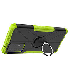 Silikon Hülle Handyhülle und Kunststoff Schutzhülle Hartschalen Tasche mit Magnetisch Fingerring Ständer JX2 für Samsung Galaxy A72 4G Grün
