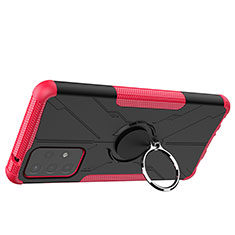 Silikon Hülle Handyhülle und Kunststoff Schutzhülle Hartschalen Tasche mit Magnetisch Fingerring Ständer JX2 für Samsung Galaxy A72 4G Pink