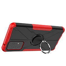 Silikon Hülle Handyhülle und Kunststoff Schutzhülle Hartschalen Tasche mit Magnetisch Fingerring Ständer JX2 für Samsung Galaxy A72 4G Rot