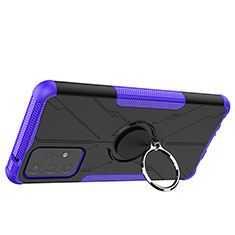 Silikon Hülle Handyhülle und Kunststoff Schutzhülle Hartschalen Tasche mit Magnetisch Fingerring Ständer JX2 für Samsung Galaxy A72 4G Violett