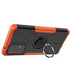 Silikon Hülle Handyhülle und Kunststoff Schutzhülle Hartschalen Tasche mit Magnetisch Fingerring Ständer JX2 für Samsung Galaxy A72 5G Orange