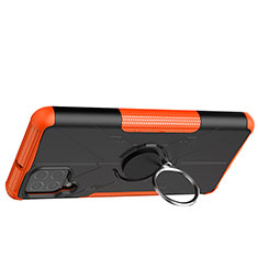 Silikon Hülle Handyhülle und Kunststoff Schutzhülle Hartschalen Tasche mit Magnetisch Fingerring Ständer JX2 für Samsung Galaxy F62 5G Orange
