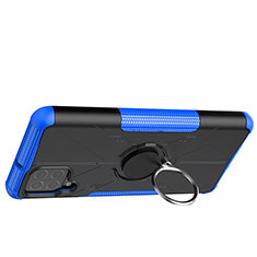 Silikon Hülle Handyhülle und Kunststoff Schutzhülle Hartschalen Tasche mit Magnetisch Fingerring Ständer JX2 für Samsung Galaxy M62 4G Blau