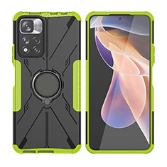 Silikon Hülle Handyhülle und Kunststoff Schutzhülle Hartschalen Tasche mit Magnetisch Fingerring Ständer JX2 für Xiaomi Mi 11i 5G (2022) Grün