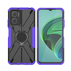 Silikon Hülle Handyhülle und Kunststoff Schutzhülle Hartschalen Tasche mit Magnetisch Fingerring Ständer JX2 für Xiaomi Redmi 10 5G Violett