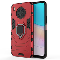 Silikon Hülle Handyhülle und Kunststoff Schutzhülle Hartschalen Tasche mit Magnetisch Fingerring Ständer KC1 für Huawei Nova 8i Rot