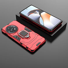 Silikon Hülle Handyhülle und Kunststoff Schutzhülle Hartschalen Tasche mit Magnetisch Fingerring Ständer KC1 für OnePlus Ace 2 5G Rot