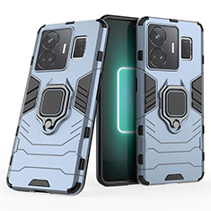 Silikon Hülle Handyhülle und Kunststoff Schutzhülle Hartschalen Tasche mit Magnetisch Fingerring Ständer KC1 für Realme GT Neo6 5G Blau