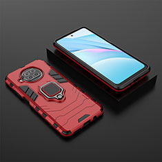 Silikon Hülle Handyhülle und Kunststoff Schutzhülle Hartschalen Tasche mit Magnetisch Fingerring Ständer KC1 für Xiaomi Mi 10i 5G Rot
