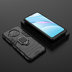 Silikon Hülle Handyhülle und Kunststoff Schutzhülle Hartschalen Tasche mit Magnetisch Fingerring Ständer KC1 für Xiaomi Mi 10i 5G Schwarz