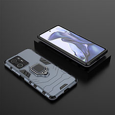 Silikon Hülle Handyhülle und Kunststoff Schutzhülle Hartschalen Tasche mit Magnetisch Fingerring Ständer KC1 für Xiaomi Mi 11T 5G Blau
