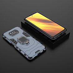 Silikon Hülle Handyhülle und Kunststoff Schutzhülle Hartschalen Tasche mit Magnetisch Fingerring Ständer KC1 für Xiaomi Poco X3 NFC Blau