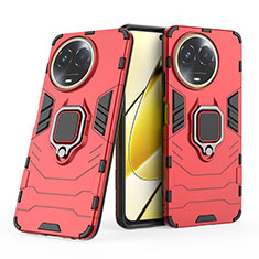 Silikon Hülle Handyhülle und Kunststoff Schutzhülle Hartschalen Tasche mit Magnetisch Fingerring Ständer KC2 für Realme Narzo 60x 5G Rot