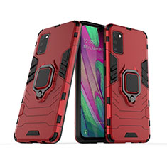 Silikon Hülle Handyhülle und Kunststoff Schutzhülle Hartschalen Tasche mit Magnetisch Fingerring Ständer KC2 für Samsung Galaxy A41 Rot