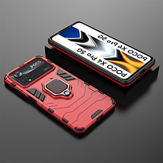 Silikon Hülle Handyhülle und Kunststoff Schutzhülle Hartschalen Tasche mit Magnetisch Fingerring Ständer KC2 für Xiaomi Redmi Note 11E Pro 5G Rot