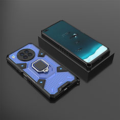 Silikon Hülle Handyhülle und Kunststoff Schutzhülle Hartschalen Tasche mit Magnetisch Fingerring Ständer KC3 für Huawei Nova 8i Blau