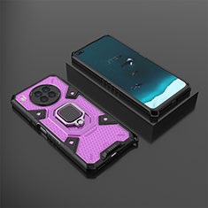 Silikon Hülle Handyhülle und Kunststoff Schutzhülle Hartschalen Tasche mit Magnetisch Fingerring Ständer KC3 für Huawei Nova 8i Violett