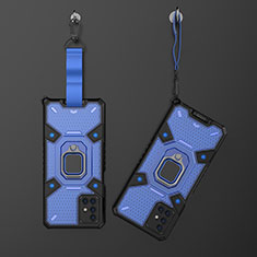 Silikon Hülle Handyhülle und Kunststoff Schutzhülle Hartschalen Tasche mit Magnetisch Fingerring Ständer KC3 für Samsung Galaxy M51 Blau