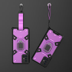 Silikon Hülle Handyhülle und Kunststoff Schutzhülle Hartschalen Tasche mit Magnetisch Fingerring Ständer KC3 für Samsung Galaxy M51 Violett