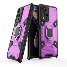 Silikon Hülle Handyhülle und Kunststoff Schutzhülle Hartschalen Tasche mit Magnetisch Fingerring Ständer KC3 für Xiaomi Mi 11i 5G (2022) Violett