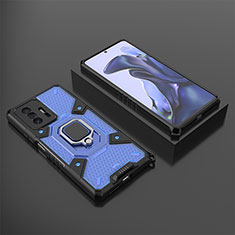 Silikon Hülle Handyhülle und Kunststoff Schutzhülle Hartschalen Tasche mit Magnetisch Fingerring Ständer KC3 für Xiaomi Mi 11T 5G Blau