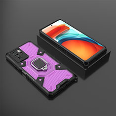 Silikon Hülle Handyhülle und Kunststoff Schutzhülle Hartschalen Tasche mit Magnetisch Fingerring Ständer KC3 für Xiaomi Poco X3 GT 5G Violett