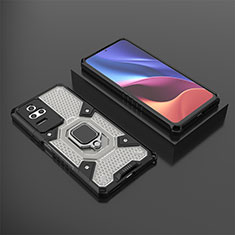 Silikon Hülle Handyhülle und Kunststoff Schutzhülle Hartschalen Tasche mit Magnetisch Fingerring Ständer KC3 für Xiaomi Redmi K50 5G Schwarz