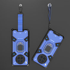 Silikon Hülle Handyhülle und Kunststoff Schutzhülle Hartschalen Tasche mit Magnetisch Fingerring Ständer KC4 für Huawei Nova 8i Blau