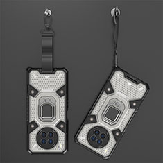 Silikon Hülle Handyhülle und Kunststoff Schutzhülle Hartschalen Tasche mit Magnetisch Fingerring Ständer KC4 für Huawei Nova 8i Schwarz