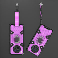 Silikon Hülle Handyhülle und Kunststoff Schutzhülle Hartschalen Tasche mit Magnetisch Fingerring Ständer KC4 für Huawei Nova 8i Violett
