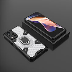 Silikon Hülle Handyhülle und Kunststoff Schutzhülle Hartschalen Tasche mit Magnetisch Fingerring Ständer KC4 für Xiaomi Mi 11i 5G (2022) Weiß