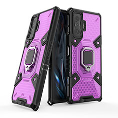 Silikon Hülle Handyhülle und Kunststoff Schutzhülle Hartschalen Tasche mit Magnetisch Fingerring Ständer KC4 für Xiaomi Poco F4 GT 5G Violett