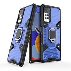 Silikon Hülle Handyhülle und Kunststoff Schutzhülle Hartschalen Tasche mit Magnetisch Fingerring Ständer KC4 für Xiaomi Redmi Note 11 Pro 5G Blau