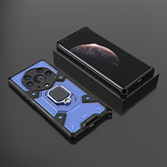 Silikon Hülle Handyhülle und Kunststoff Schutzhülle Hartschalen Tasche mit Magnetisch Fingerring Ständer KC5 für Huawei Honor Magic3 Pro+ Plus 5G Blau